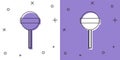 Set Lollipop icon isolated on white and purple background. Food, delicious symbol. Happy Halloween party. Vector Royalty Free Stock Photo