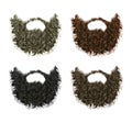 Set long curly beard and mustache different colors.