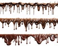 Set of long Wave chocolate liquid paint milk splash melting dripping on transparent background cutout, PNG Royalty Free Stock Photo