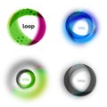 Set of loop, infinity business icons, abstract concept created with transparent shapes and blurred effects Royalty Free Stock Photo