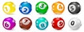 Set of Lottery Colored Number Balls 0-9