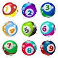 Set of Lottery Colored Number Balls