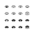 Set of lotus flower icons vector. Can be used web and mobile for yoga meditation logo. Vector floral labels for Wellness industry Royalty Free Stock Photo