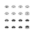 Set of lotus flower icons vector. Can be used web and mobile for yoga meditation logo. Vector floral labels for Wellness industry Royalty Free Stock Photo