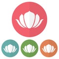 Set of lotus icon on a colorful circles. Vector illustration Royalty Free Stock Photo