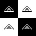 Set Louvre glass pyramid icon isolated on black and white background. Louvre museum. Vector