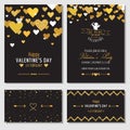 Set of Love Cards with Gold Glitter