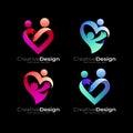 Set love care logo with charity design vector, community Royalty Free Stock Photo