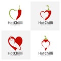 Set of Love Chili logo design vector template, Red Chili Illustration, Symbol Icon Royalty Free Stock Photo