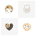 Set of Love Cookies Logo Design Vector Template, Icon Symbol, Creative design concepts Royalty Free Stock Photo