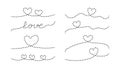 Set love decorative elements - dotted heart line. Romantic dashed lines. Valentine\'s Day, cute hand drawn doodle heart Royalty Free Stock Photo