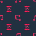 Set Love at first sight and Music note, tone with hearts on seamless pattern. Vector Royalty Free Stock Photo