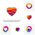 Set of Love Heart Creative logo concepts, abstract colorful icons, elements and symbols - Vector