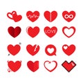 set Love Heart Symbol Icons. isolated on white background and easy editable. Royalty Free Stock Photo