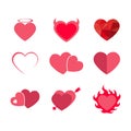set Love Heart Symbol Icons. isolated on white background and easy editable. Royalty Free Stock Photo
