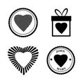 Set Love icon Happy Valentine day Heart stamps. Symbol vector isolated Royalty Free Stock Photo