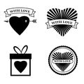 Set Love icon Happy Valentine day Heart stamps. Symbol vector isolated Royalty Free Stock Photo