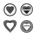Set Love icon Happy Valentine day Heart stamps. Symbol vector isolated Royalty Free Stock Photo