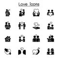Set of love icons solid style