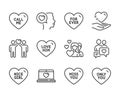 Set of Love icons, such as Miss you, Love him, Web love. Vector