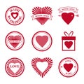 Set Love Mail icon Happy Valentine day Heart stamps. Symbol for mail design vector isolated Royalty Free Stock Photo
