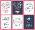 Set love and romantic cards. Royalty Free Stock Photo