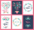 Set love and romantic cards.