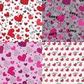 Set of love Seamless pattern or background with hearts