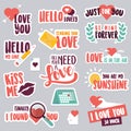 Set of love stickers for social network Royalty Free Stock Photo