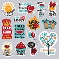 Set of love stickers for social network Royalty Free Stock Photo