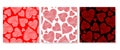 Set love valentine romantic seamless pattern with red hearts Royalty Free Stock Photo