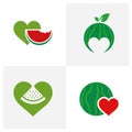 Set of Love Watermelon logo vector template, Creative Watermelon logo design concepts