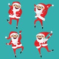 Set with lovely dancing Santa Claus, hand drawn in different dan Royalty Free Stock Photo