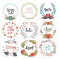 Set of lovely hand-drawn Spring banners. Holiday vector illustrations.