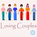 Couples in Love. Gay, lesbian and heterosexual couples.