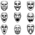 Set of Low Poly style emoticons, emoji on white background, vector illustration. Royalty Free Stock Photo