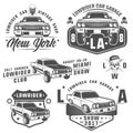 Set of lowrider cars,lowrider,lowrider machine,lowrider for emblems and design. Royalty Free Stock Photo