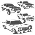 Set of lowrider cars,lowrider,lowrider machine,lowrider for emblems and design. Royalty Free Stock Photo