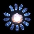 A set of luminous, floating runestones arranged in a circle