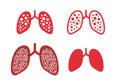 Set of lung cancer icons in vector design