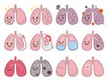 Set of lung disease illustrations