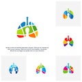 Set of Lungs with Colorful logo vector concept, Health lungs logo designs template, template - Vector Royalty Free Stock Photo