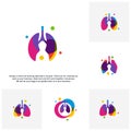 Set of Lungs with Colorful logo vector concept, Health lungs logo designs template, template - Vector Royalty Free Stock Photo