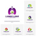 Set of Lungs Leaf logo design concept.Green Lungs logo template vector