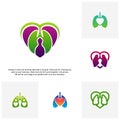 Set of Lungs Love Hearth logo vector concept, Health lungs logo designs template, template - Vector Royalty Free Stock Photo