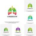Set of Lungs Pulse logo designs concept vector, Health lungs logo designs template Royalty Free Stock Photo