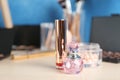 Set of luxury cosmetics on dressing table Royalty Free Stock Photo