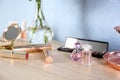 Set of luxury cosmetics on dressing table Royalty Free Stock Photo