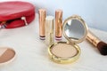 Set of luxury cosmetics on dressing table