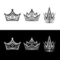 Set of Luxury crown icon vector on the black background Royalty Free Stock Photo